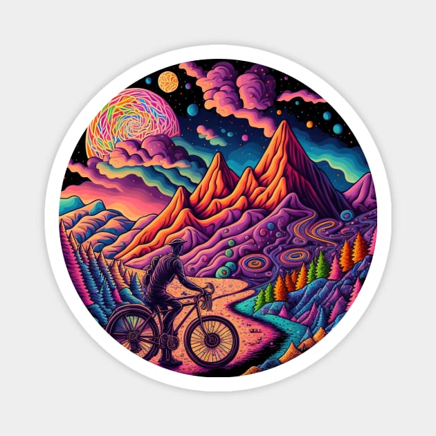 Bicycle Day 1943 | Colorful Psychedelic Art Magnet by Trippinink